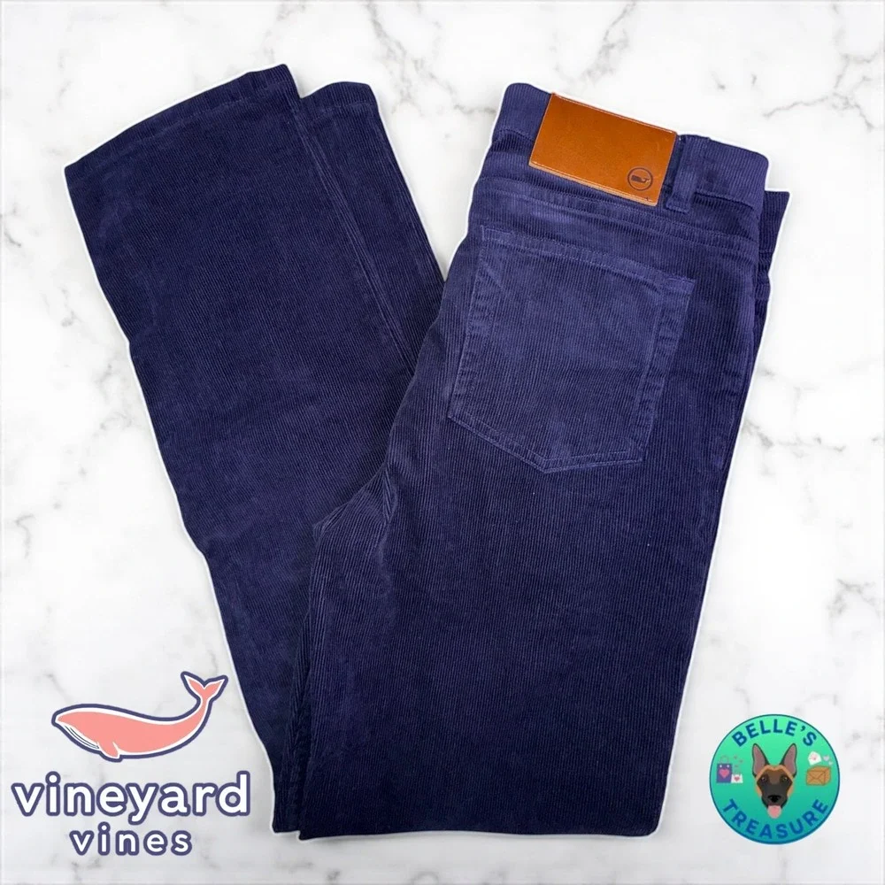 Vineyard Vines Boys 16 Corduroy Pants Navy‎ Blue Classic Adjustable Waist 29x27